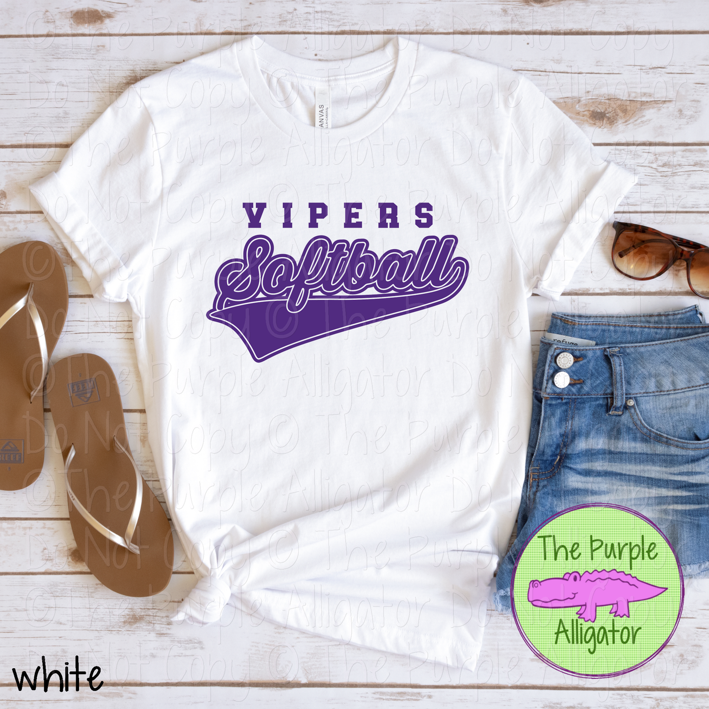 Vipers Softball 38 | Retro Script Softball Spirit Wear | Game Day Fan Tee 0126 TPA