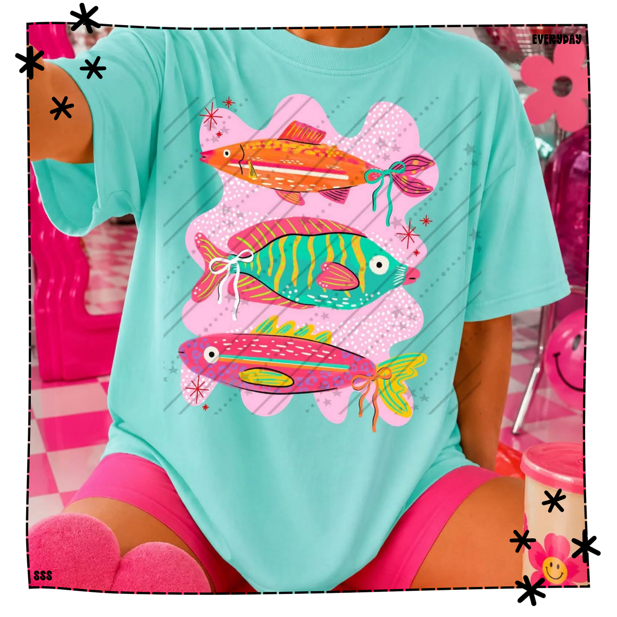 3 Neon Fish Stripes & Solid Background WEEKLY DROP
