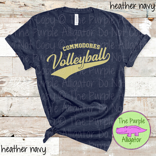Commodores Volleyball Swash SC40 School Mascot Spirit Wear Design | Custom Team Apparel - CHOOSE YOUR DESIGN COLOR - 0725 (d2f TPA)