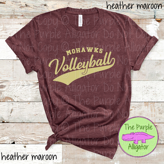 Mohawks Volleyball Swash SC40 School Mascot Spirit Wear Design | Custom Team Apparel - CHOOSE YOUR DESIGN COLOR - 0725 (d2f TPA)
