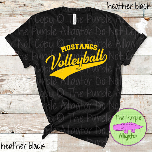 Mustangs Volleyball Swash SC40 School Mascot Spirit Wear Design | Custom Team Apparel - CHOOSE YOUR DESIGN COLOR - 0725 (d2f TPA)