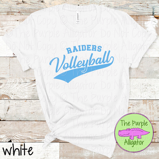 Raiders Volleyball Swash SC40 School Mascot Spirit Wear Design | Custom Team Apparel - CHOOSE YOUR DESIGN COLOR - 0725 (d2f TPA)