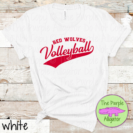 Red Wolves Volleyball Swash SC40 School Mascot Spirit Wear Design | Custom Team Apparel - CHOOSE YOUR DESIGN COLOR - 0725 (d2f TPA)
