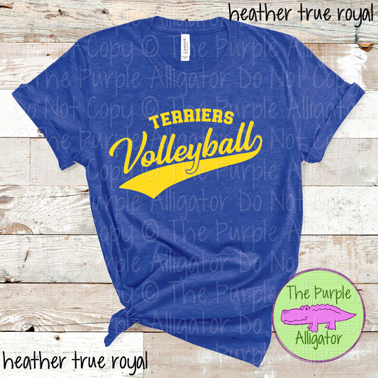 Terriers Volleyball Swash SC40 School Mascot Spirit Wear Design | Custom Team Apparel - CHOOSE YOUR DESIGN COLOR - 0725 (d2f TPA)
