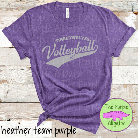Timberwolves Volleyball Swash SC40 School Mascot Spirit Wear Design | Custom Team Apparel - CHOOSE YOUR DESIGN COLOR - 0725 (d2f TPA)