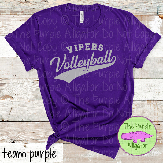 Vipers Volleyball Swash SC40 School Mascot Spirit Wear Design | Custom Team Apparel - CHOOSE YOUR DESIGN COLOR - 0725 (d2f TPA)