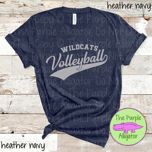 Wildcats Volleyball Swash SC40 School Mascot Spirit Wear Design | Custom Team Apparel - CHOOSE YOUR DESIGN COLOR - 0725 (d2f TPA)