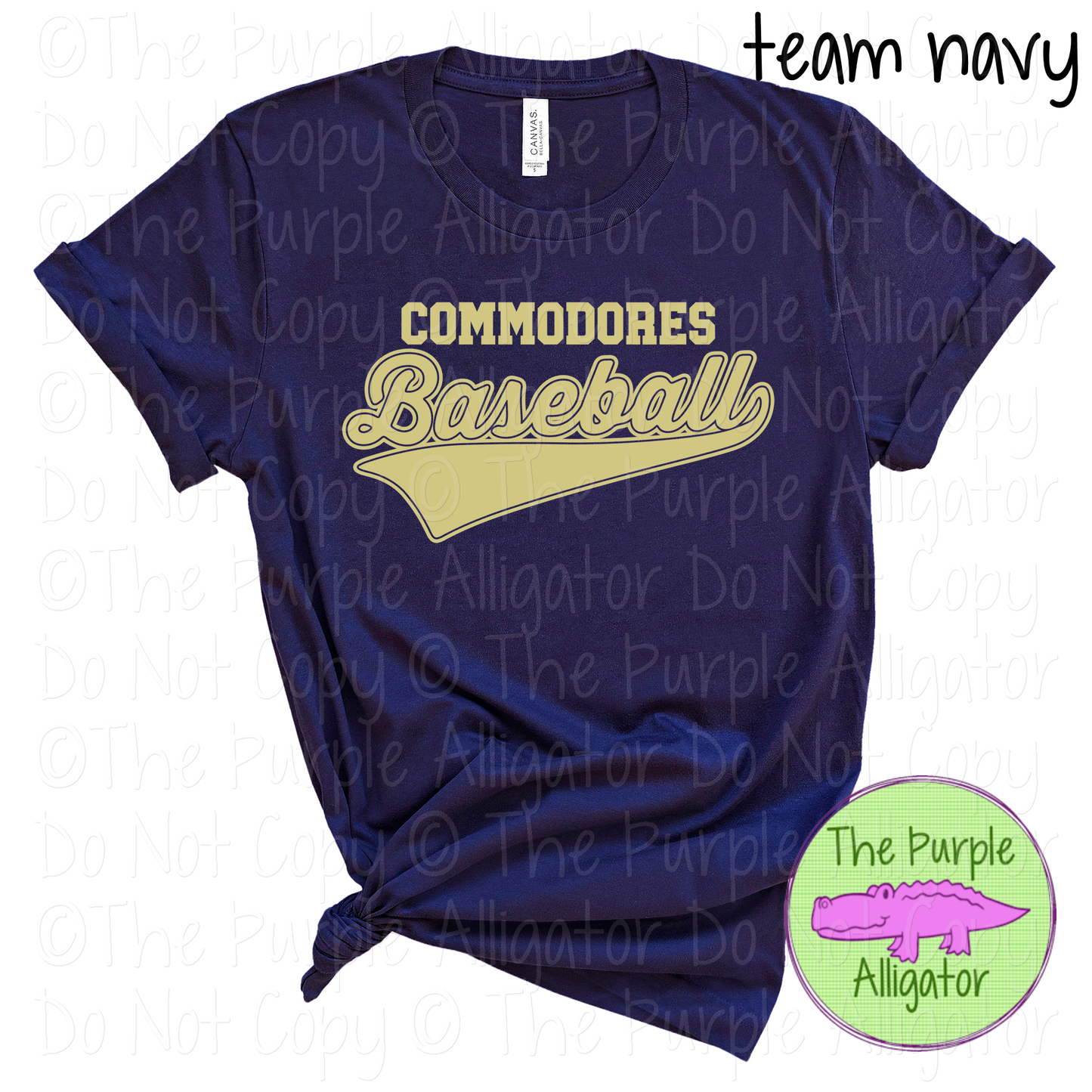 Commodores Baseball 43 – Bold Swash Custom Baseball Team Spirit Wear Mascot Apparel 0226 TPA