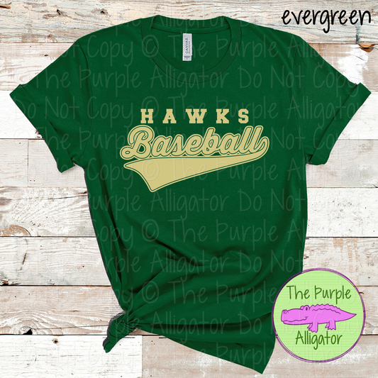 Hawks Baseball 43 – Bold Swash Custom Baseball Team Spirit Wear Mascot Apparel 0226 TPA