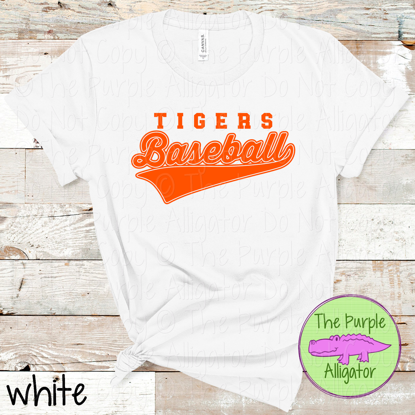 Tigers Baseball 43 – Bold Swash Custom Baseball Team Spirit Wear Mascot Apparel 0226 TPA