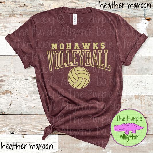 Mohawks Volleyball SC49 Mascot School Spirit Wear Team Swag - CHOOSE YOUR DESIGN COLOR (d2f TPA)