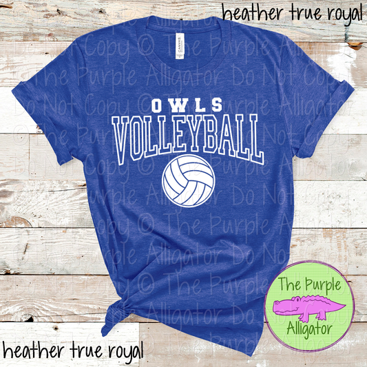 Owls Volleyball SC49 Mascot School Spirit Wear Team Swag - CHOOSE YOUR DESIGN COLOR (d2f TPA)