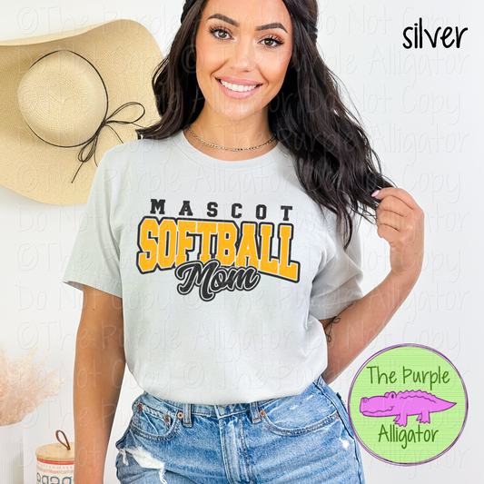 YOUR MASCOT Softball Mom 49 | Game Day Shirt | Custom School Spirit Wear Parent Tee 0226 TPA
