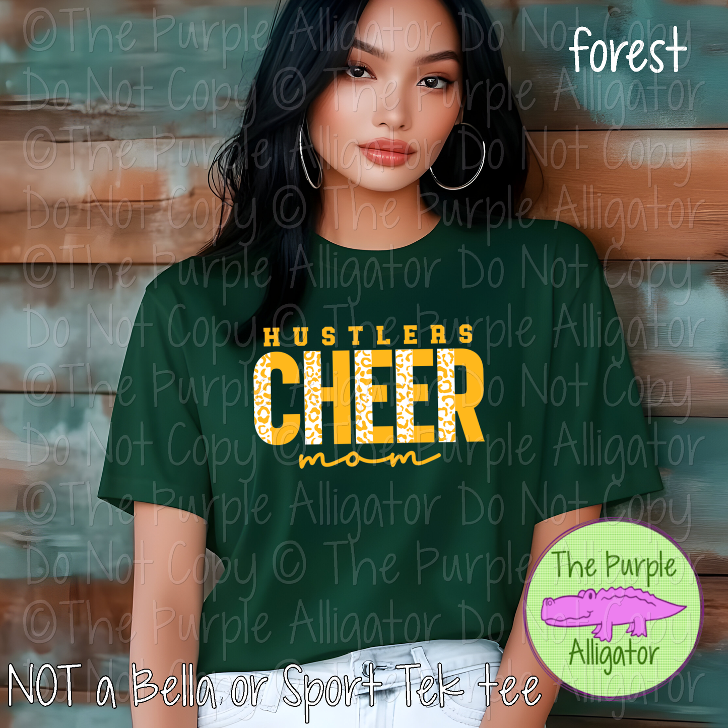 Hustlers Cheer Mom Leopard Print Bold Spirit Wear - Custom School Colors Fan Apparel 0426 TPA