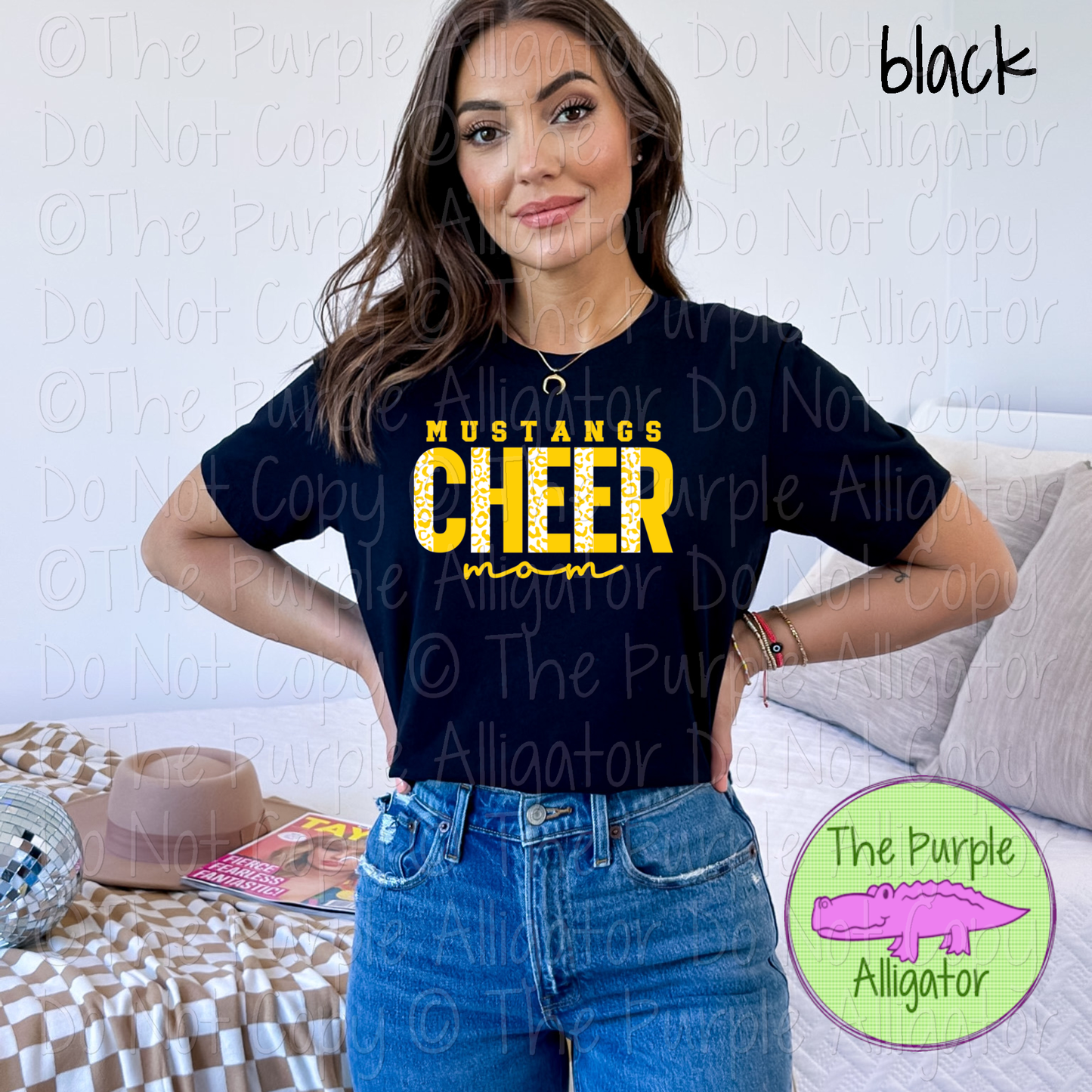 Mustangs Cheer Mom Leopard 51 – Custom Cheer Team Spirit Wear Mascot Mom Apparel 0426 TPA