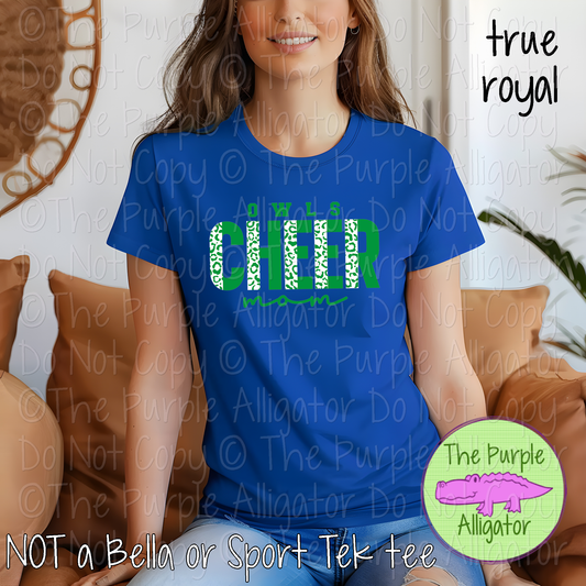 Owls Cheer Mom Leopard Print Bold Spirit Wear - Custom School Colors Fan Apparel 0426 TPA