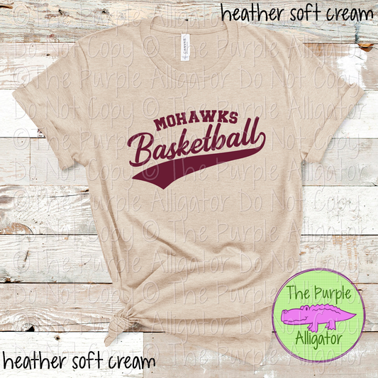 Mohawks Basketball Swash SC54 Mascot School Spirit Wear Team Swag - CHOOSE YOUR DESIGN COLOR - 0625 (d2f TPA)