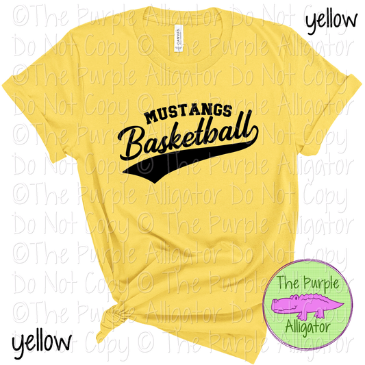 Mustangs Basketball Swash SC54 Mascot School Spirit Wear Team Swag - CHOOSE YOUR DESIGN COLOR - 0625 (d2f TPA)