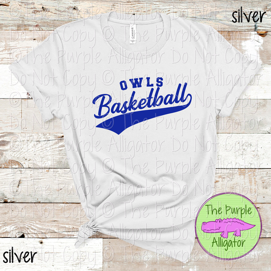 Owls Basketball Swash SC54 Mascot School Spirit Wear Team Swag - CHOOSE YOUR DESIGN COLOR - 0625 (d2f TPA)
