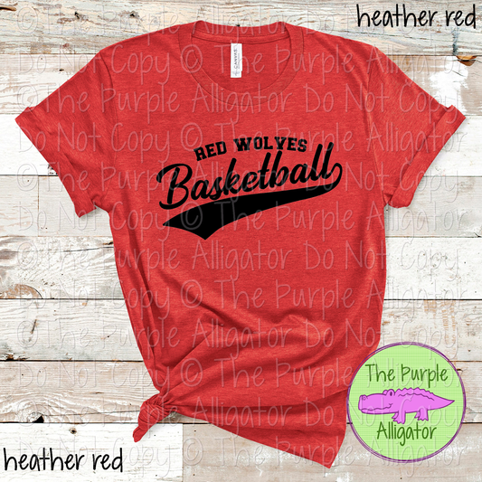Red Wolves Basketball Swash SC54 Mascot School Spirit Wear Team Swag - CHOOSE YOUR DESIGN COLOR - 0625 (d2f TPA)