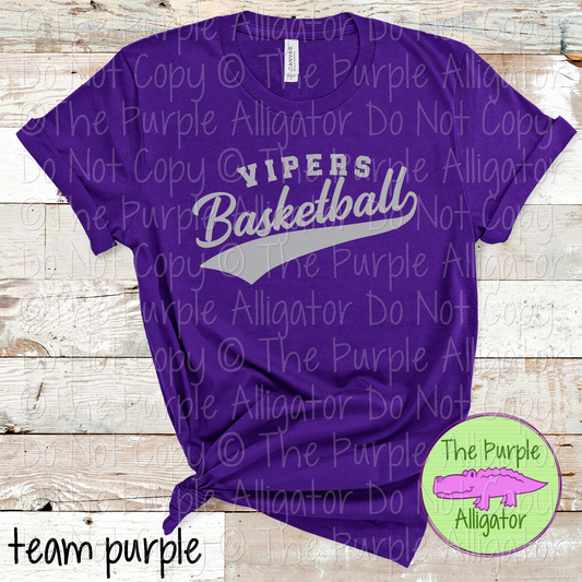 Vipers Basketball Swash SC54 Mascot School Spirit Wear Team Swag - CHOOSE YOUR DESIGN COLOR - 0625 (d2f TPA)