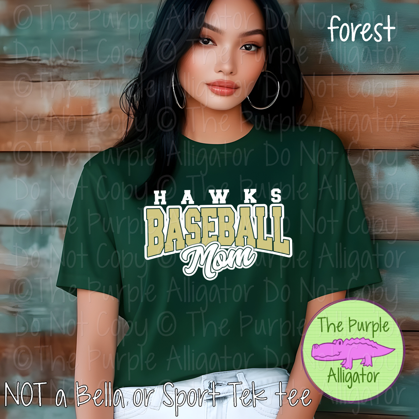 Hawks Baseball Mom 54 - Custom Baseball Team Spirit Wear Mascot Mom Apparel 0226 TPA