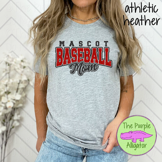 YOUR MASCOT Baseball Mom 54 | Varsity Block Game Day Parent Tee 0226 TPA