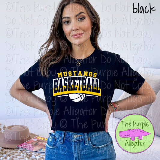Mustangs Open Basketball SC62 Mascot School Spirit Wear Team Swag - CHOOSE YOUR DESIGN COLORS - 0625 (d2f TPA)