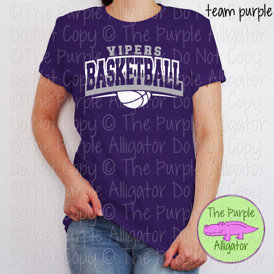 Vipers Open Basketball SC62 Mascot School Spirit Wear Team Swag - CHOOSE YOUR DESIGN COLORS - 0625 (d2f TPA)