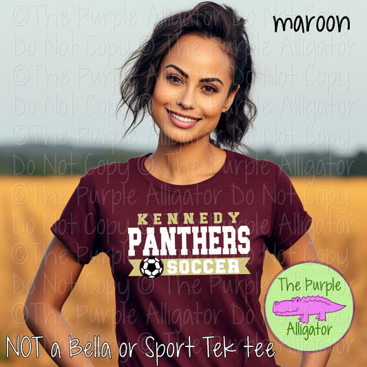 Kennedy Panthers Soccer SC6 Mascot School Spirit - CHOOSE YOUR DESIGN COLORS (d2f TPA)