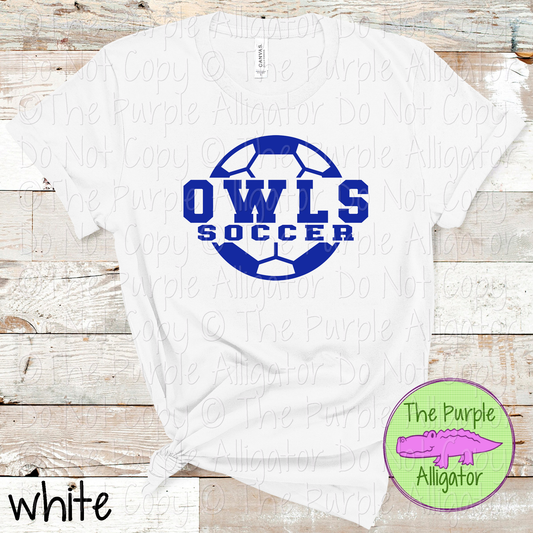 Owls Soccer SC9 Mascot School Spirit - CHOOSE YOUR DESIGN COLOR (d2f TPA)