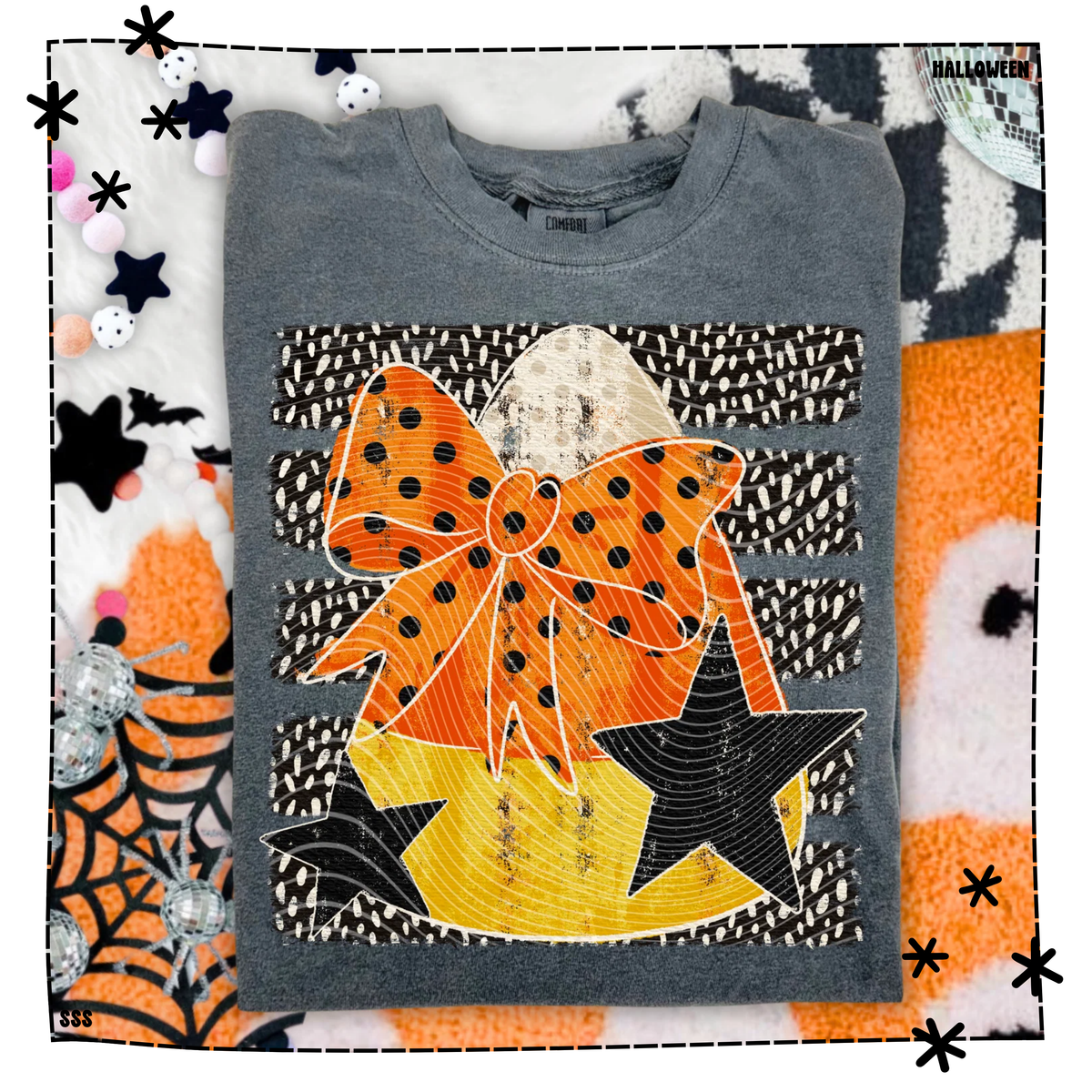 Candy Corn Polka Bow Polka Stripes WEEKLY DROP