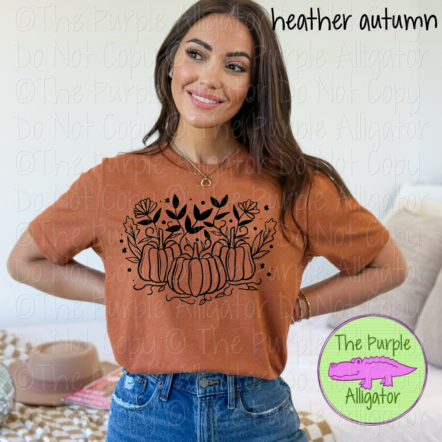 Fall Heart Pumpkin & Wildflower Autumn Graphic Tee 0823 SADD