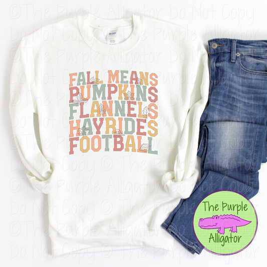 Fall Means Pumpkins | Fall Favorites Graphic Tee for Women 0824 HMD