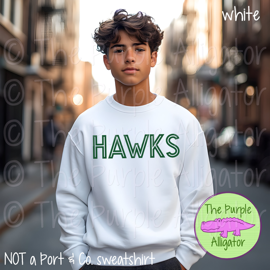Hawks Mascot School Spirit Gl-In - CHOOSE YOUR TEXT COLOR 1124 (d2f TPA)