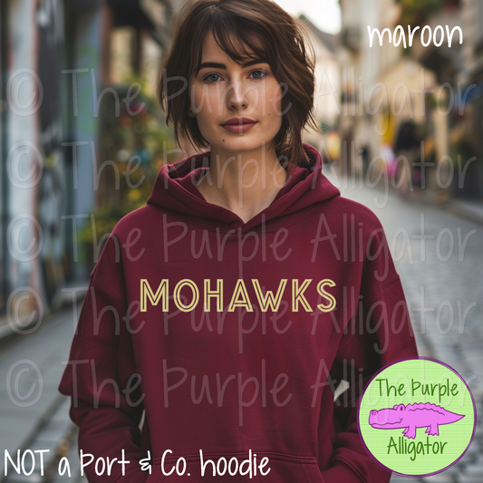 Mohawks Mascot School Spirit Gl-In - CHOOSE YOUR TEXT COLOR 1124 (d2f TPA)