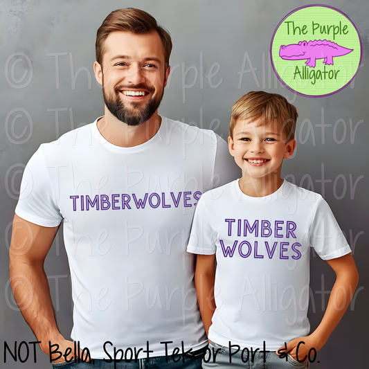 Timberwolves Mascot School Spirit Gl-In - CHOOSE YOUR TEXT COLOR 1124 (d2f TPA)