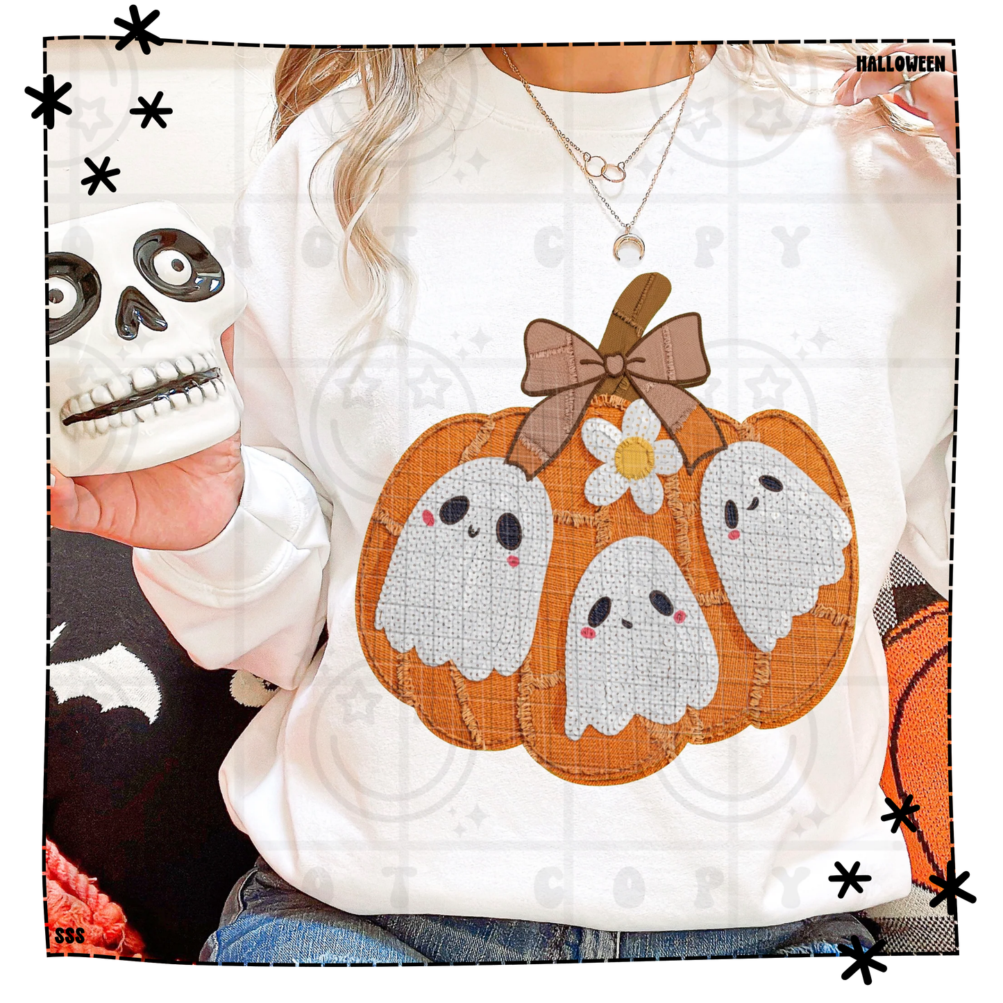 Ghost Trio On Pumpkin WEEKLY DROP