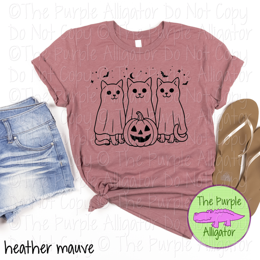 Halloween Ghost Cats Trio – Spooky Cute Cat Shirt 0825 (d2f OBD)