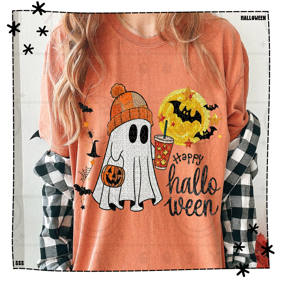 Happy Halloween Faux Sequin Ghost WEEKLY DROP