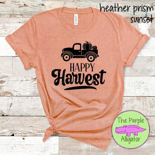 Happy Harvest Pumpkin Truck Fall Graphic Tee 0823 SC