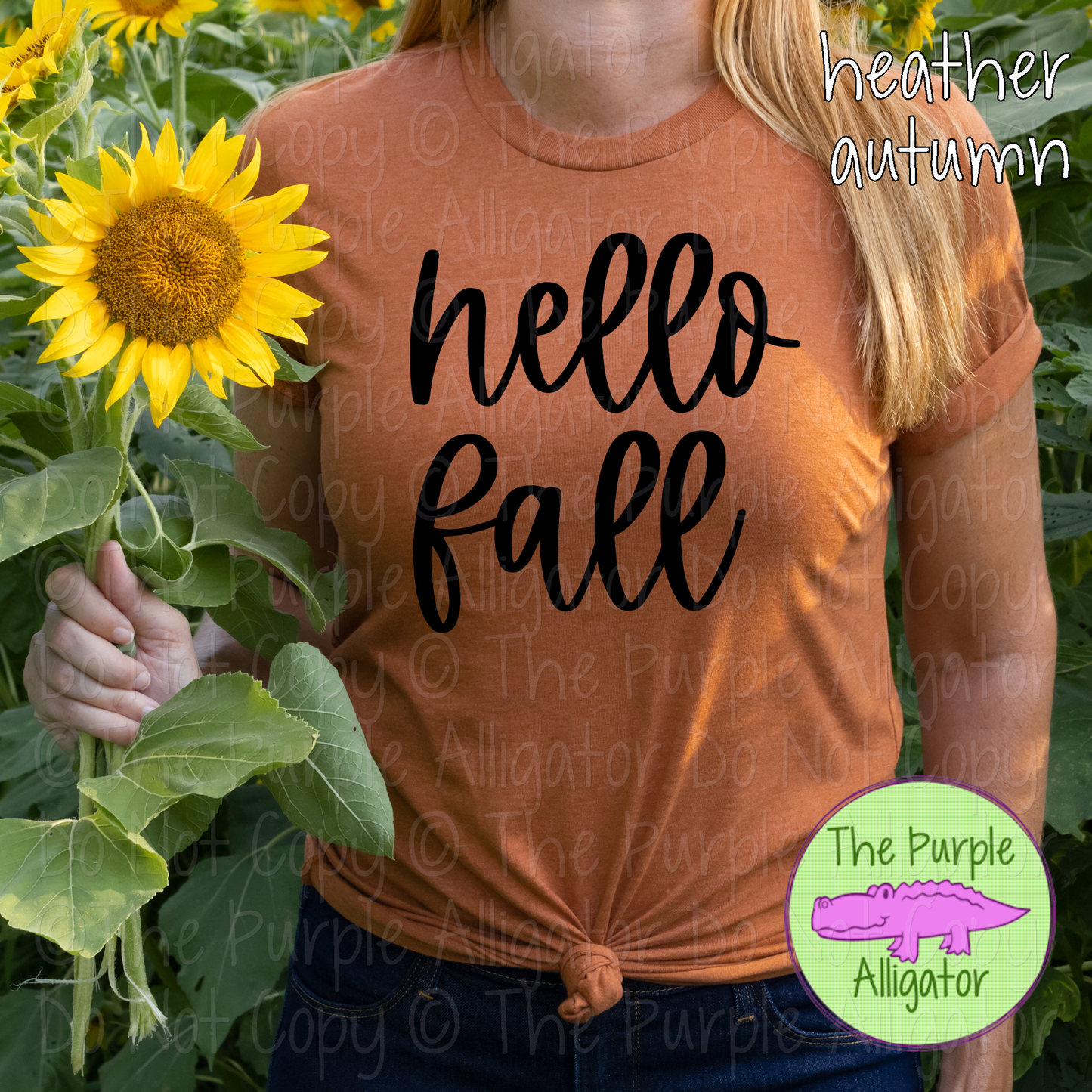 Hello Fall Script Autumn Graphic Shirt Cozy Fall Season Apparel Pumpkin Patch Sweatshirt 0923 RS