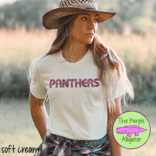 Panthers Retro Inline Distressed – Custom Spirit Wear Mascot Apparel 0624 TPA