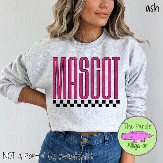YOUR Mascot U-Rock Spirit Wear Design – Custom Color Text & Black Checkerboard Accent - CHOOSE YOUR TEXT COLOR 0225 (d2f TPA)