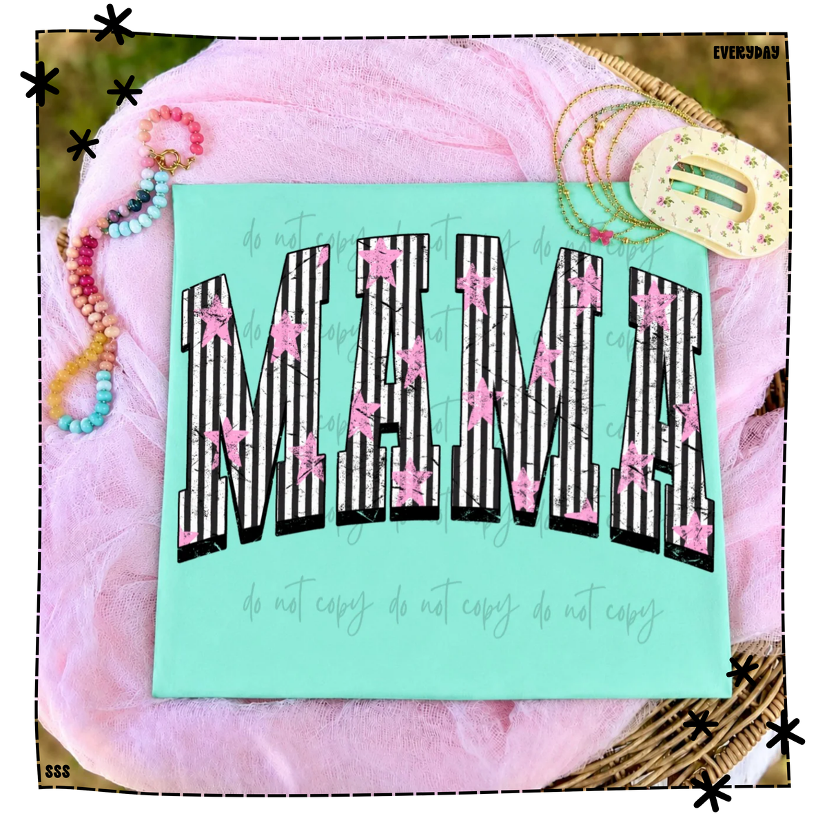 Mama BW Stripes Pink Stars Arch WEEKLY DROP