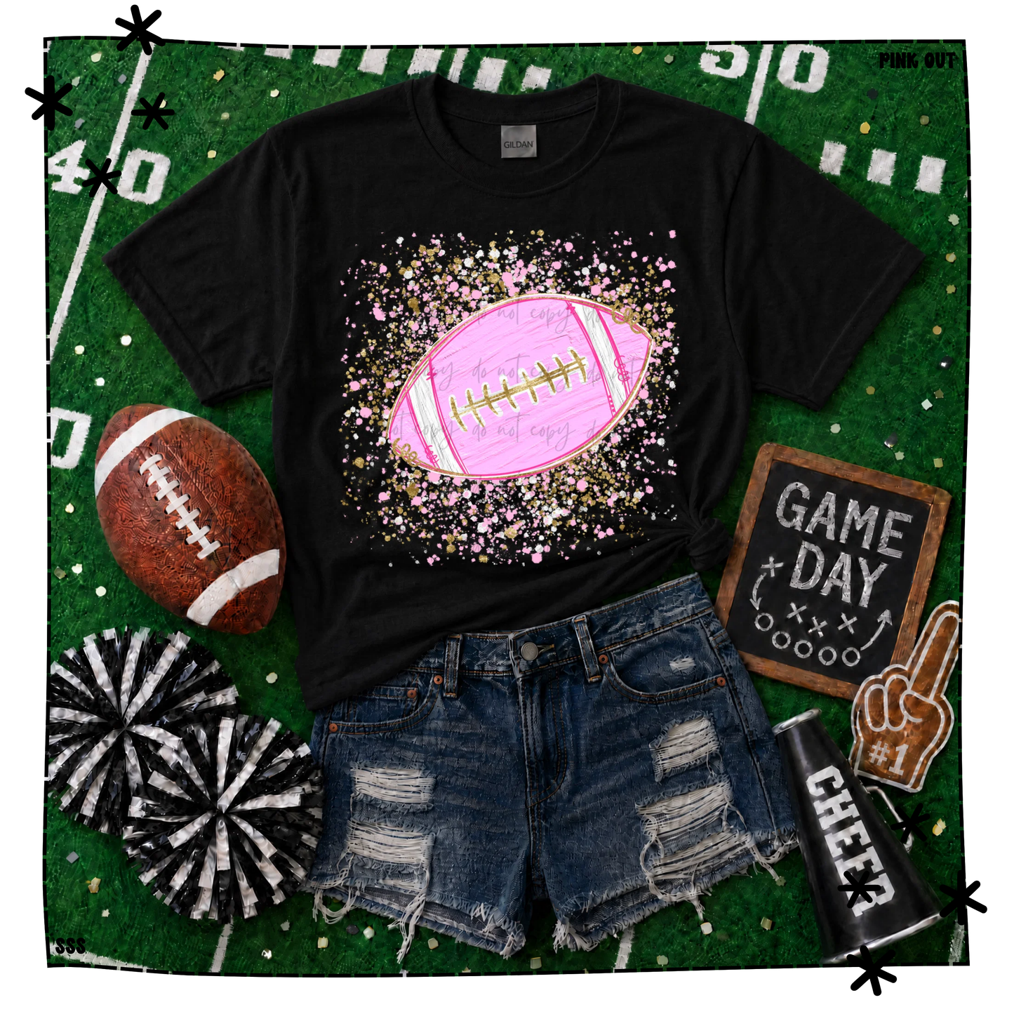 Pink Out Football Gold White Splatter WEEKLY DROP
