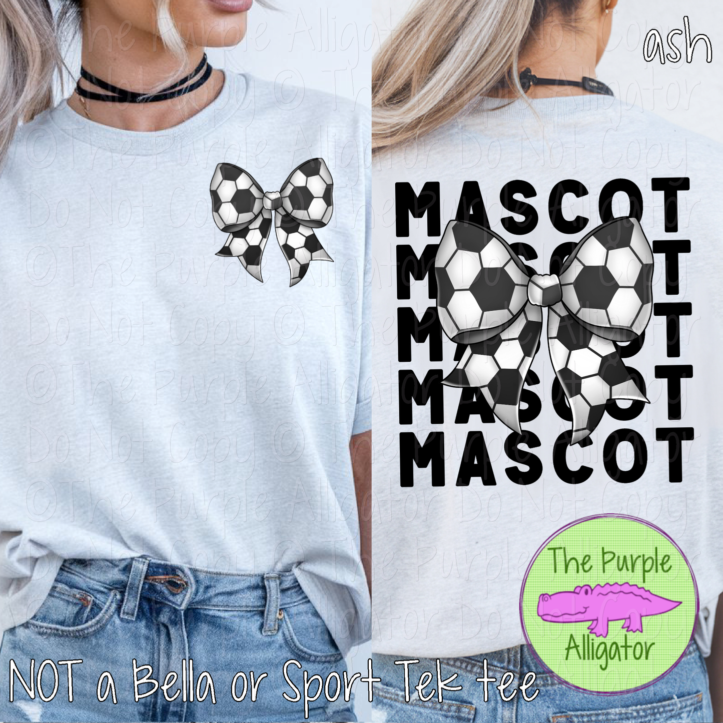 YOUR MASCOT Stack Soccer Bow Front Back Mascot School Spirit Shirt Soccer Team Apparel Game Day Fan Wear 0525 TPA