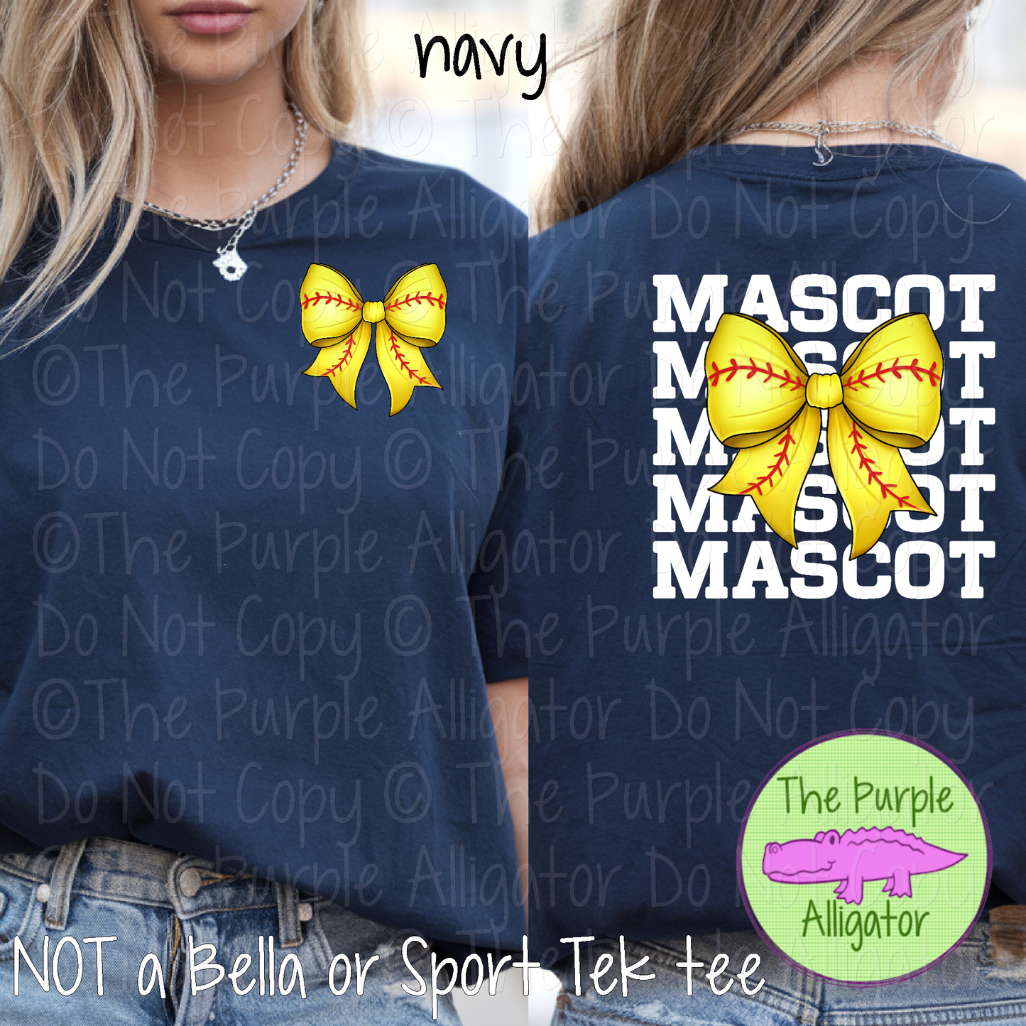 YOUR MASCOT Stack Softball Bow Front Back Mascot School Spirit Shirt Softball Mom Game Day Team Apparel 0625 TPA
