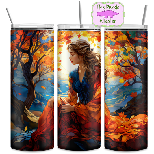 Stained Glass Autumn Girl (DRD) 20oz Tumbler