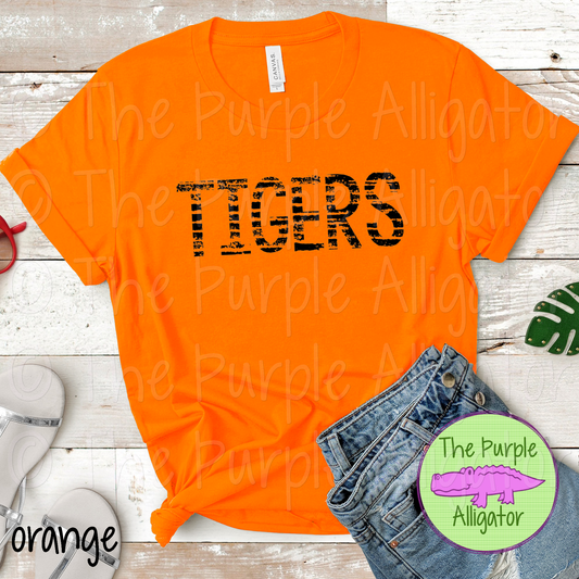 Tigers Grunge Stripe Mascot School Spirit - CHOOSE YOUR DESIGN COLOR (d2f TPA)